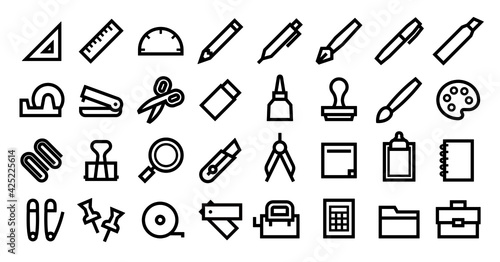 Stationery Icon Set (Bold outline version)