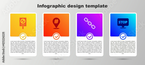 Set Protest, , Chain link and . Business infographic template. Vector