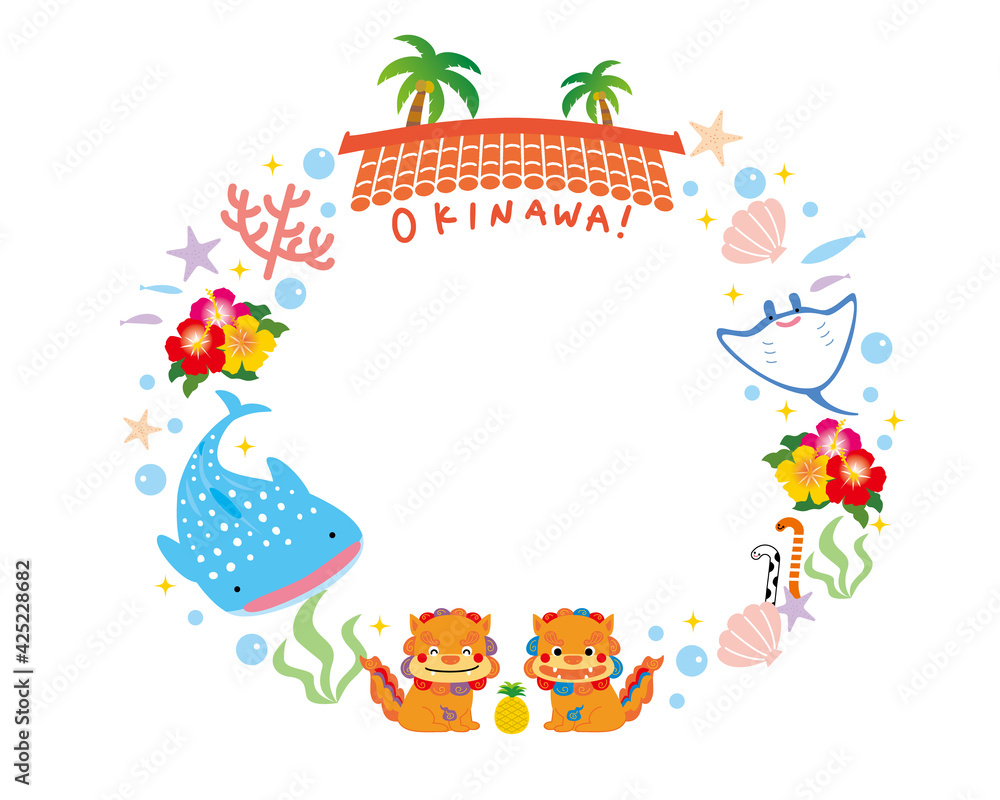 Naklejka premium 沖縄 フレーム イラストセット