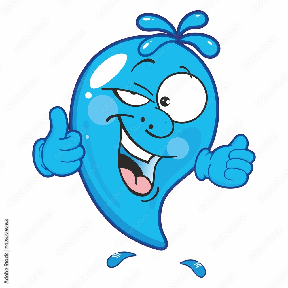 Naklejka premium Water Drop Cartoon Mascot Character. Cute natural phenomena in cartoon style.