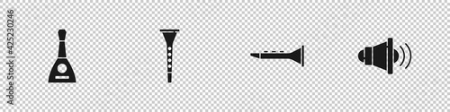 Set Balalaika, Clarinet, and Speaker volume icon. Vector