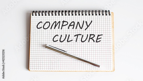 Wallpaper Mural COMPANY CULTURE text on the notepad with pen Torontodigital.ca
