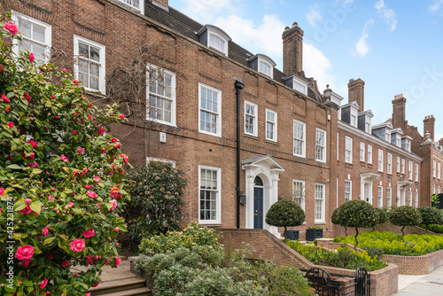 Prime London property street. Ilchester Place in Kensington, a popular residential location amongst celebrities and wealthy people
