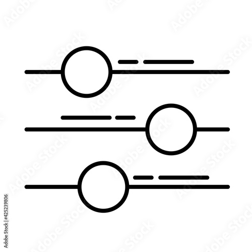 Refine or adjust tool icon is isolated set in technology, innovation development. The illustration is vector line designed into button movement outline. The line icon shows balancing the sound radio 