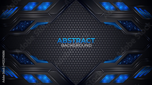 Modern abstract geometric background with glowing glitters Premium Vector.