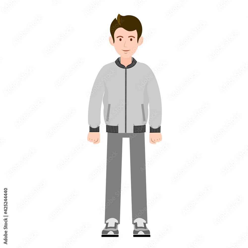 Guy in sports clothes. Vector image of a person in sportswear for animation. All the details are on separate layers with names. Editable strokes. Guy in sports clothes. Vector image of a person in sportswear for animation. All the details are on separate layers with names. Editable strokes.