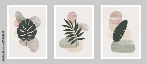Set of modern abstract leaves with different shapes for wall decoration art, postcard or brochure cover. EPS10 vector illustrations design. © vecarto