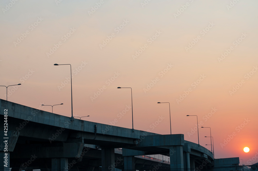 Fototapeta premium Sunset on the elevated road