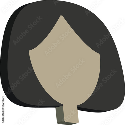 Isometric image of a woman's head without face and with dark brown hair.