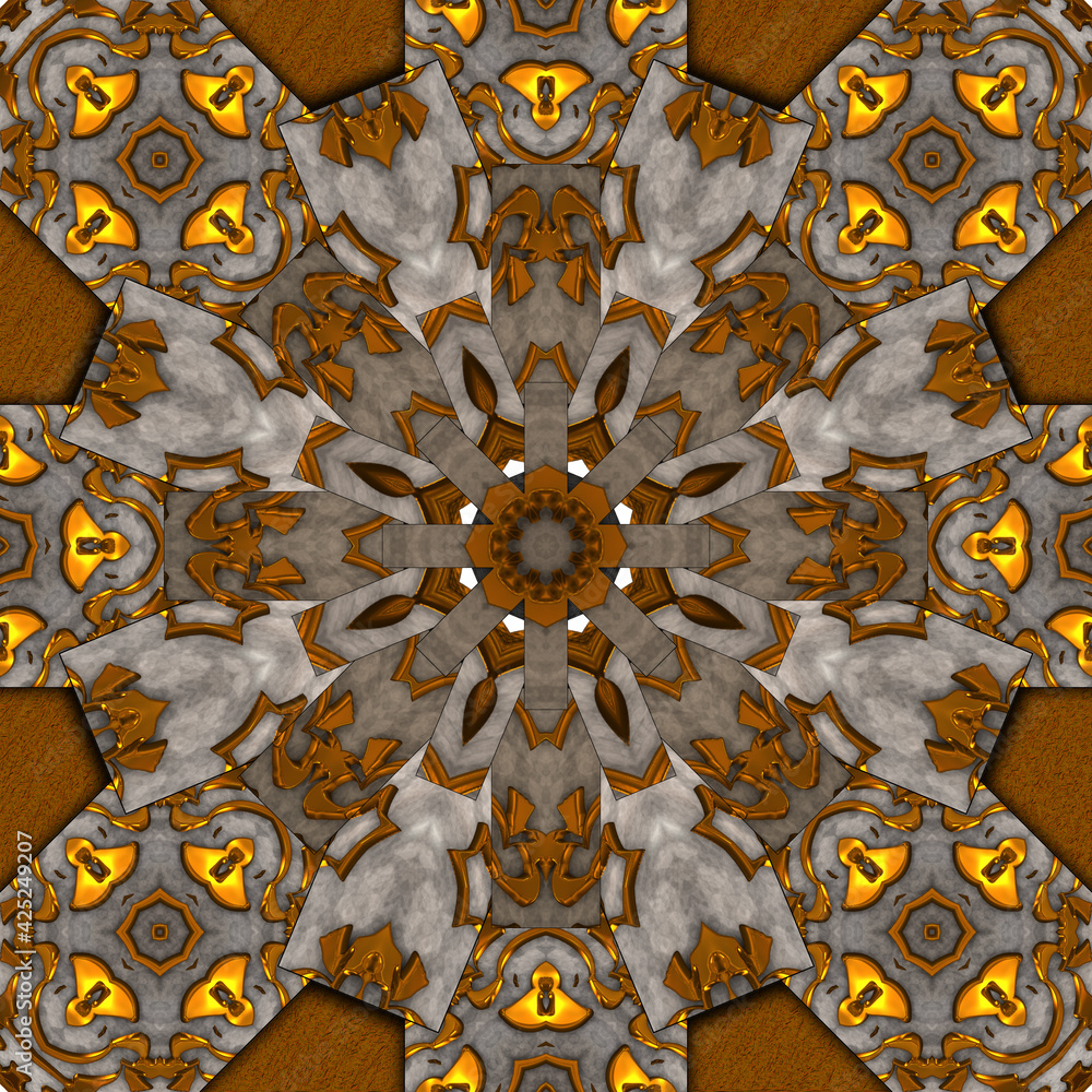 3d effect - abstract octagonal metallic surface pattern