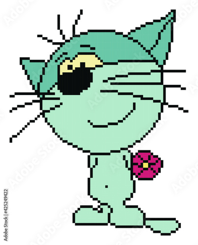 cat pixel art on white background.