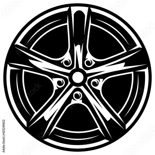 Vector monochrome illustration with disk. Template for logo, poster, business card