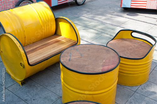 Living room set made of steel drum