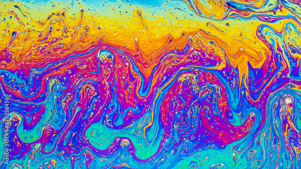 Fluid soap bubble psychedelic colorful abstract art. Surreal patterns ...