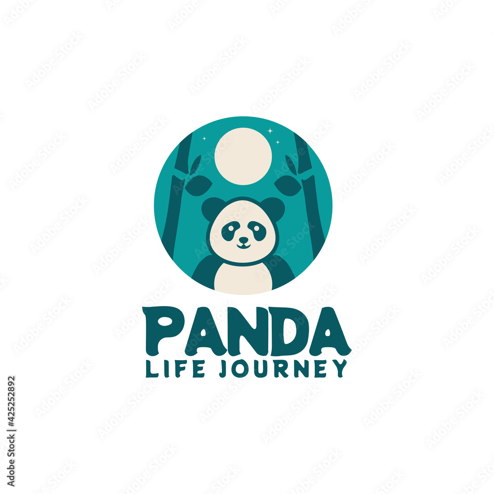 Panda's life logo design template