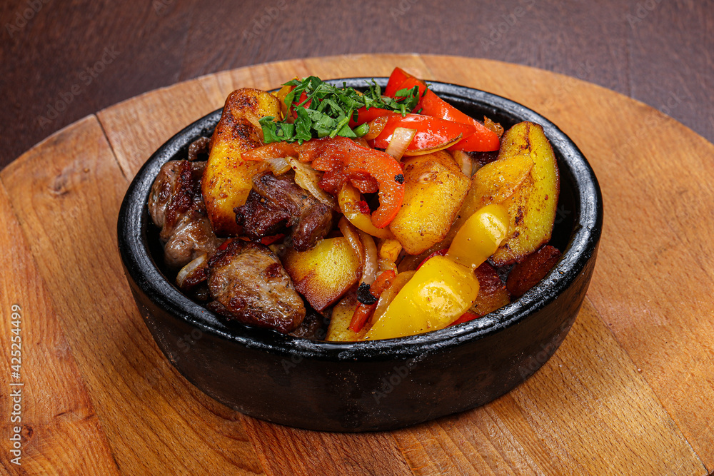 Georgian traditional cuisine - meat with potato Georgian traditional cuisine - meat with potato