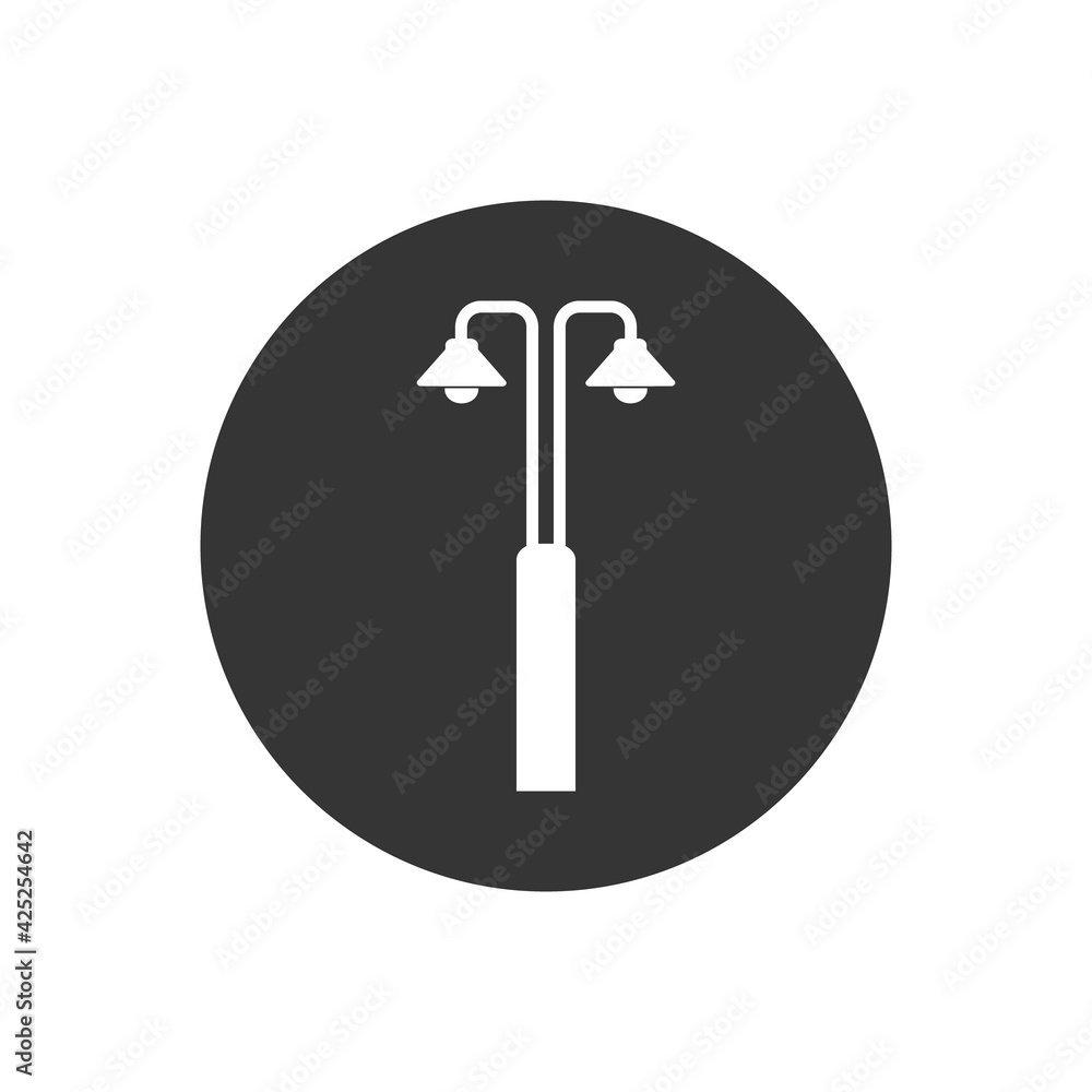 Street lamp white icon in flat style. Vector Street lamp white icon in flat style. Vector
