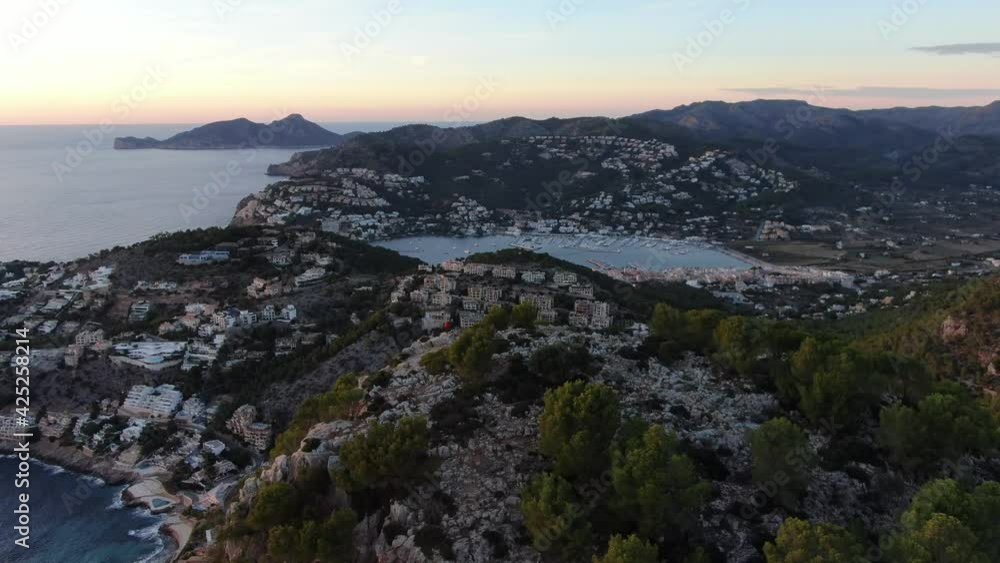 Epic view of the mountains and the sea in the coast of Andraxt in Mallorca during the sunset. Concept of holiday, explore and enjoy. Epic view of the mountains and the sea in the coast of Andraxt in Mallorca during the sunset. Concept of holiday, explore and enjoy.