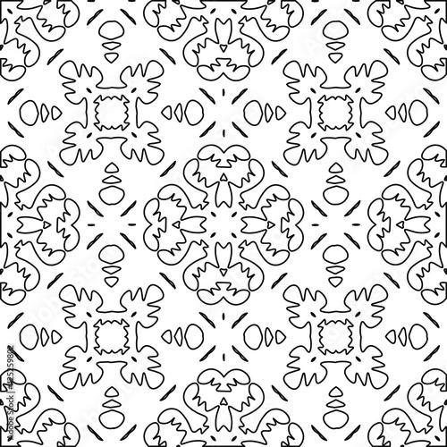  Geometric vector pattern with triangular elements. Seamless abstract ornament for wallpapers and backgrounds. Black and white colors.  © t2k4