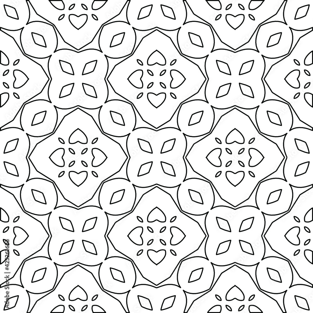 Geometric vector pattern with triangular elements. Seamless abstract ornament for wallpapers and backgrounds. Black and white colors. Geometric vector pattern with triangular elements. Seamless abstract ornament for wallpapers and backgrounds. Black and white colors.