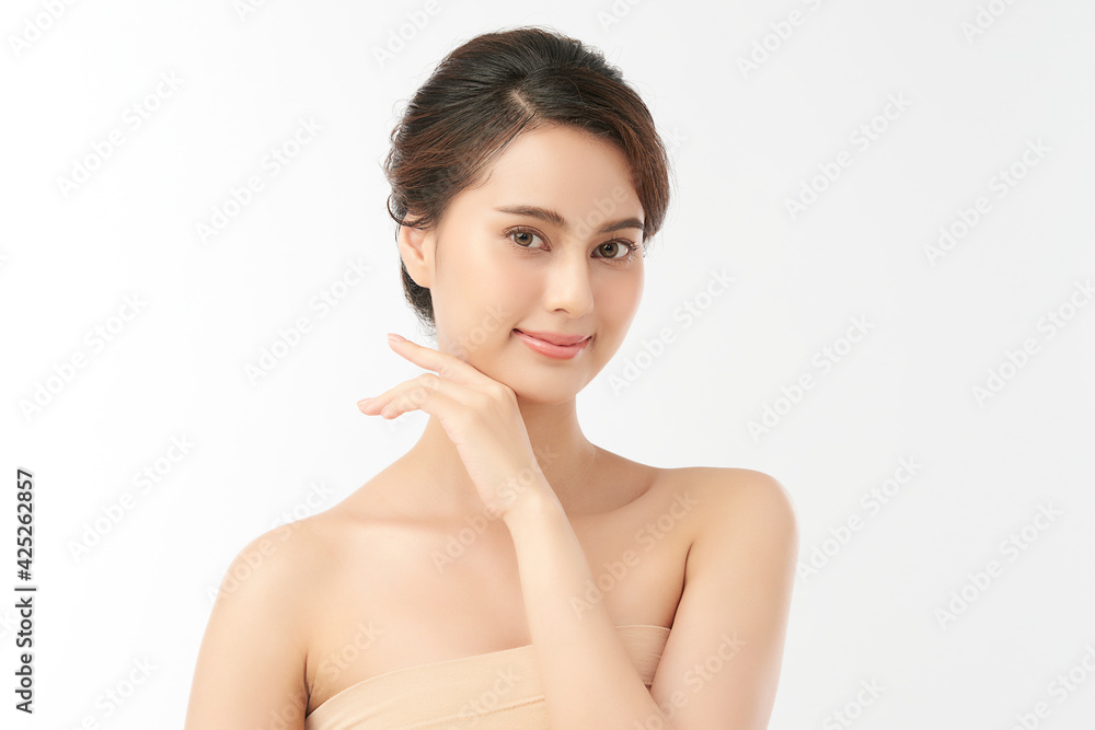 Beautiful young asian woman with clean fresh skin on white background, Face care, Facial treatment, Cosmetology, beauty and spa, Asian women portrait Beautiful young asian woman with clean fresh skin on white background, Face care, Facial treatment, Cosmetology, beauty and spa, Asian women portrait