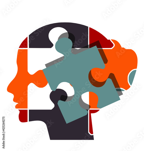 Profil de femme et puzzle