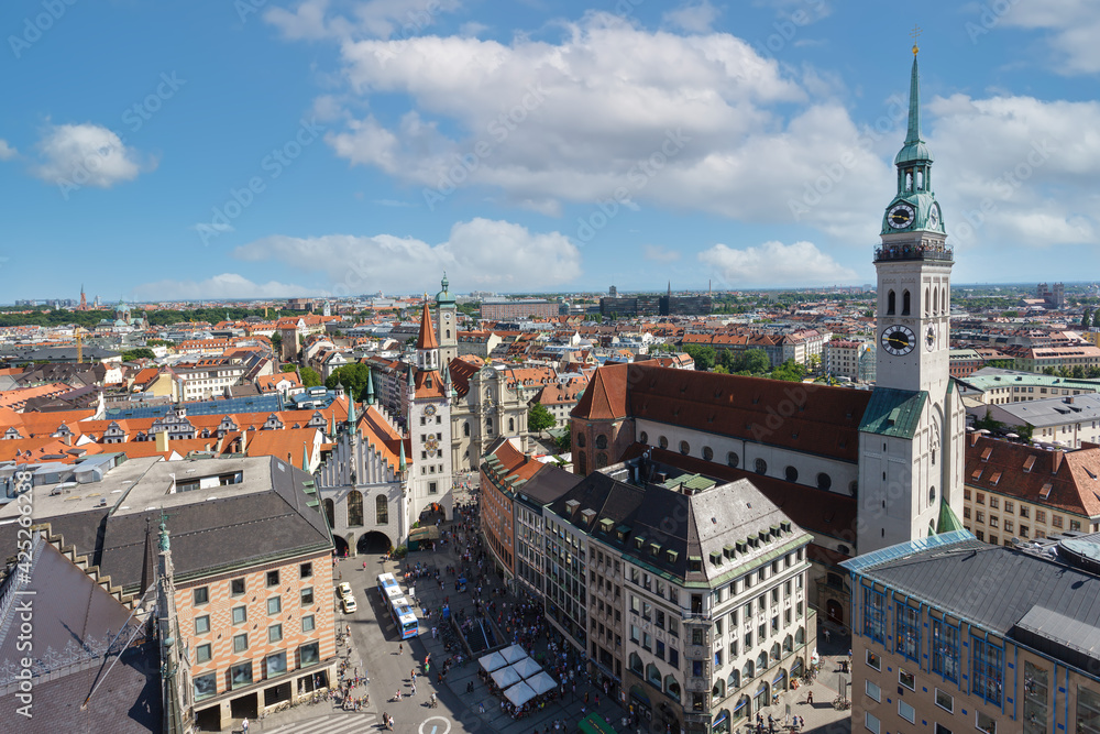 Panorama of Munich from the observation deck of St. Peter's Church