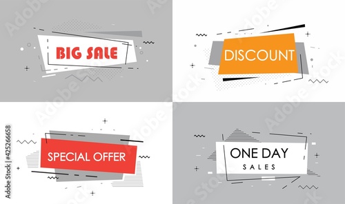 Sale banner with text Sale for emotion, motivation. Modern colorful web template on black backdrop. Design elements for sale, discount. Vector Illustration