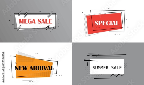  Sale banner with text Sale for emotion, motivation. Modern colorful web template on black backdrop. Design elements for sale, discount. Vector Illustration