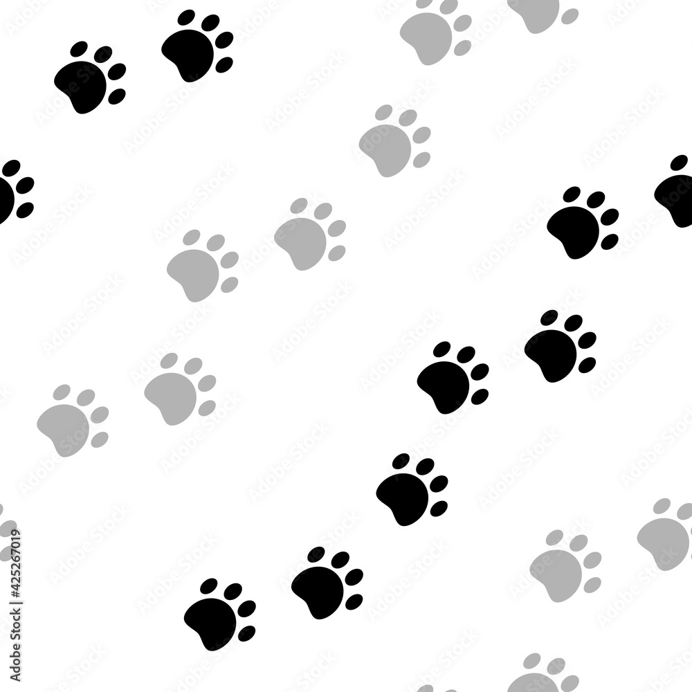 動物の足跡 シームレスパターン モノトーンd Stock Illustration Adobe Stock