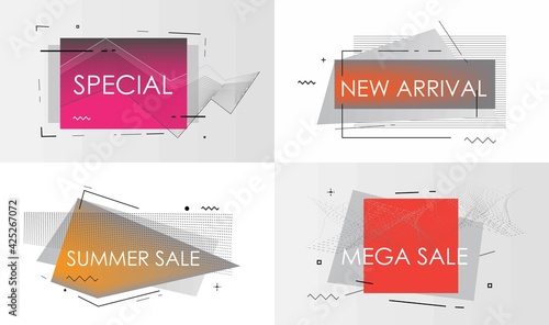  Sale banner with text Sale for emotion, motivation. Modern colorful web template on black backdrop. Design elements for sale, discount. Vector Illustration