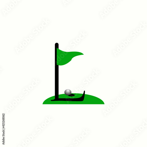  logo letter l with icon flag golf vector design