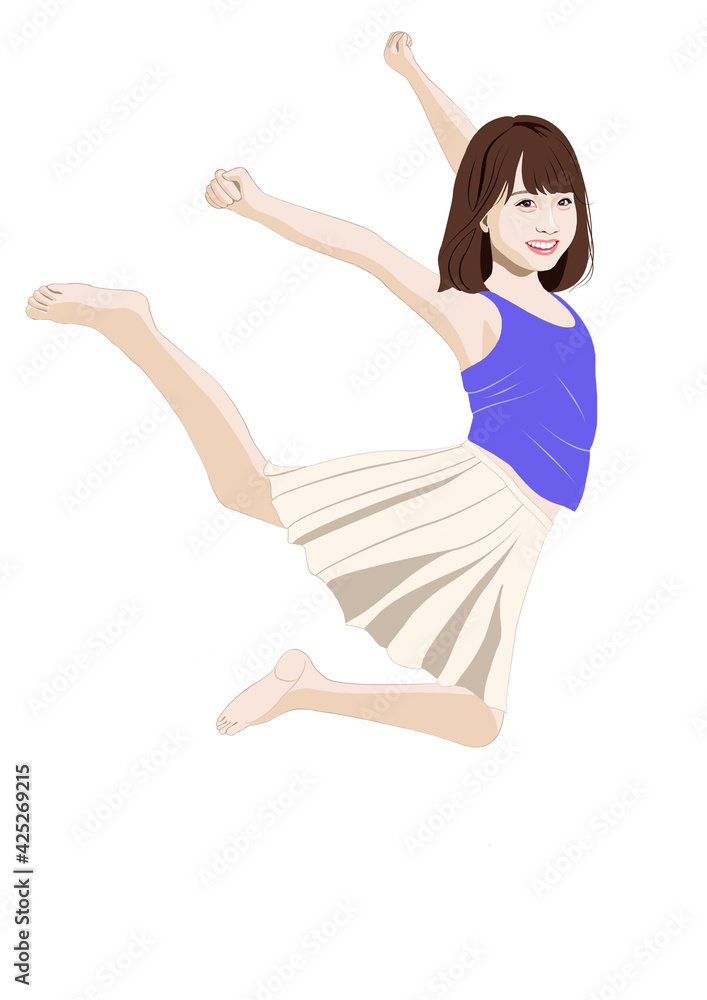 楽しく飛び跳ねる少女イラスト 楽しく飛び跳ねる少女イラスト
