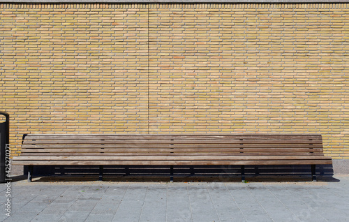 long wooden bench photo