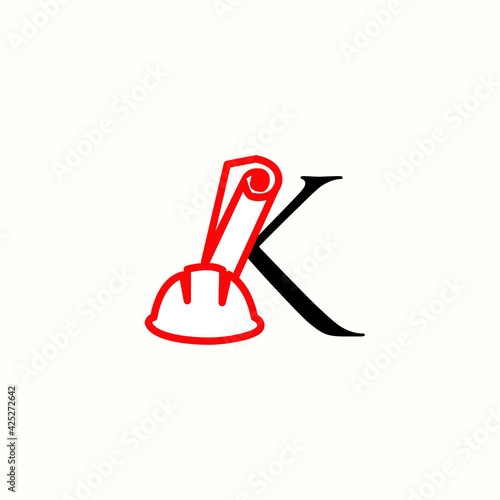 logo letter k with icon civil engineering vector