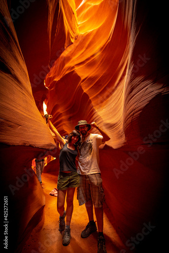 A couple on the Upper Antelope Canyon trail in the town of Page, Arizona. USA © unai
