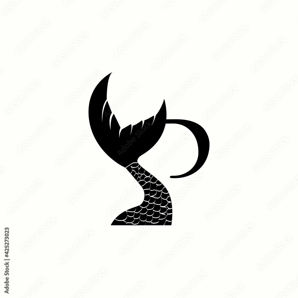 Obraz premium logo letter P with icon fish tail vector design