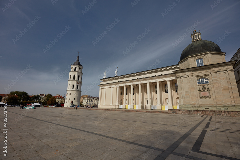 Cathedral of St. Stanislav and St. Vladislav with Bell Tower Vilnius Lithuania September 9, 2018