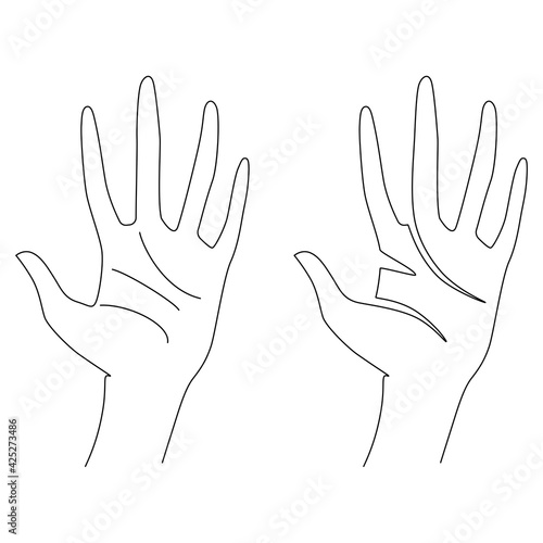 Woman's hand gestures. One line drawing. Vector illustration. Grace and mannerism