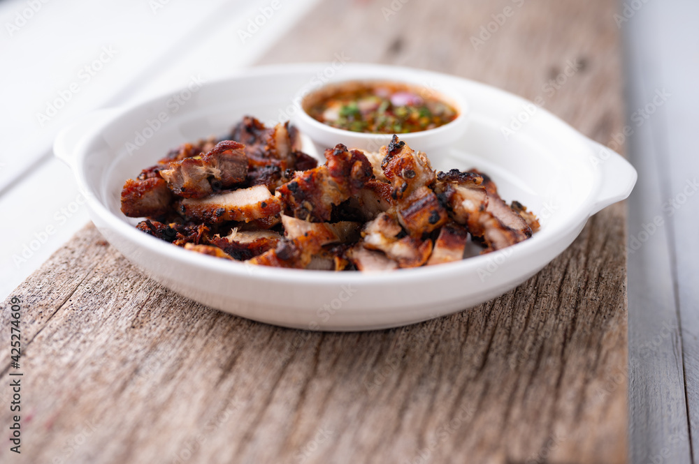 Grilled Pork with Spicy Dip , Thailand Street Food Grilled Pork with Spicy Dip , Thailand Street Food