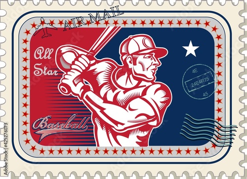 vintage Baseball postage stamp