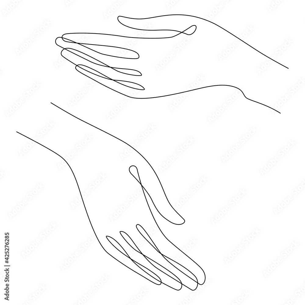 Woman's hand gestures. One line drawing. Vector illustration. Grace and mannerism Woman's hand gestures. One line drawing. Vector illustration. Grace and mannerism
