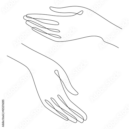 Woman's hand gestures. One line drawing. Vector illustration. Grace and mannerism