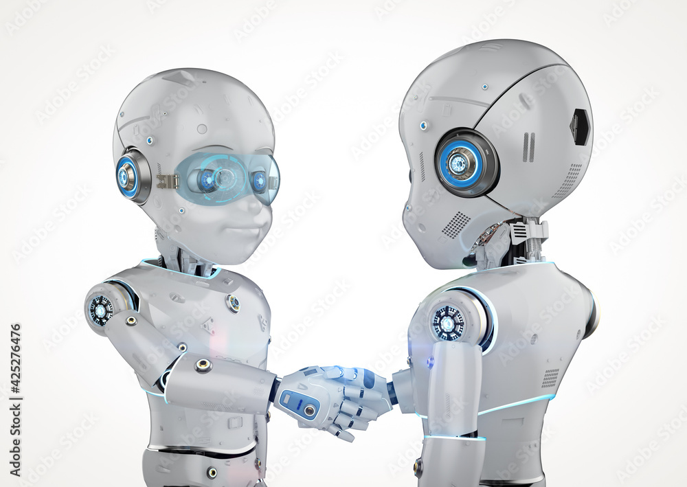 Naklejka premium robot hand shake