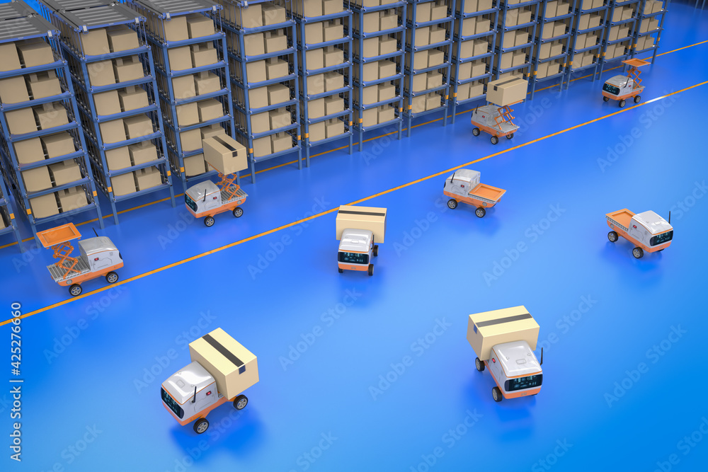 delivery robots carry boxes delivery robots carry boxes