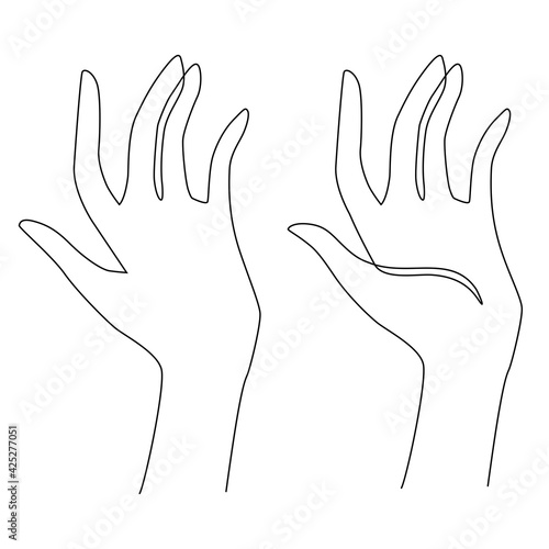 Woman's hand gestures. One line drawing. Vector illustration. Grace and mannerism