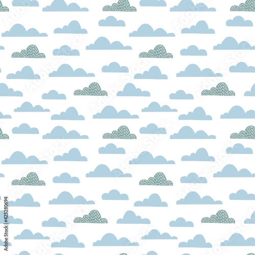 Cloud seamless pattern for children nurcery room. Vector funny child sky print