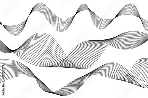 Wavw line. Vector music sound waves set. Digital equalizer technology, pulse musical