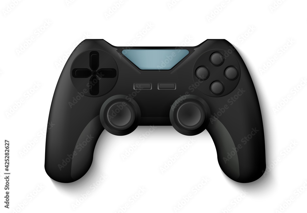 Joystick. Realistic gamepad, 3D play console for control game character.  Isolated electronic equipment, gaming device with buttons. Vector gamers  gadget for cybersport competitions Stock Vector | Adobe Stock