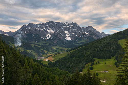 A beautiful landscape view of the Dienten am Hochkönig. A wide angle photography from Austrian Alps. © Michal